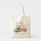Watercolor Lam Lentebloemen Mand Easter Tote Bag (Voorkant)