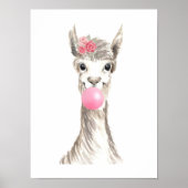 Watercolor Lama Blaast Bubbel  Poster (Voorkant)