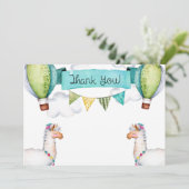 Watercolor Lama Heet Luchtballon Bedankkaart (Staand voorkant)