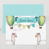 Watercolor Lama Heet Luchtballon Bedankkaart (Voorkant / Achterkant)