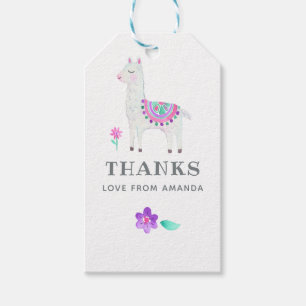Watercolor Lama Kinderverjaardagsfeestje Bedankt Cadeaulabel