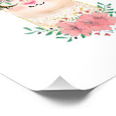 Watercolor Lama met Bloemen Foto Afdruk (Hoek)