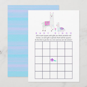 Watercolor Lama thema Baby Shower Bingo Kaart