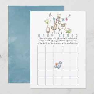 Watercolor Lama thema Baby Shower Bingo Kaart