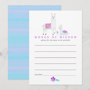 Watercolor Lama thema Baby Shower Moeder Advies Kaart