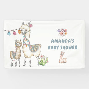 Watercolor Lama thema Baby Shower Spandoek