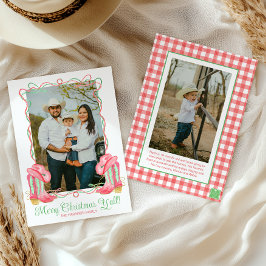 Watercolor Landelijke Kerst Cowboylaarzen Foto Feestdagenkaart