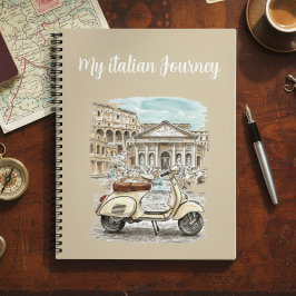 Watercolor Landmarks Vintage Vespa Italian Travel  Notitieboek