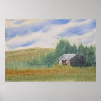 Watercolor Landscape Painting Poster