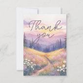 Watercolor Landscape Sunrise Nature Purple Tones Bedankkaart (Voorkant)