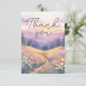 Watercolor Landscape Sunrise Nature Purple Tones Bedankkaart (Staand voorkant)