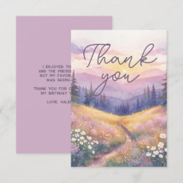 Watercolor Landscape Sunrise Nature Purple Tones Bedankkaart