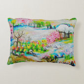 Watercolor Landschap 2 Accent Kussen (Achterkant)