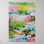 Watercolor Landschap 2 Poster (Voorkant)