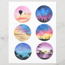 Watercolor landschap cirkel om uit te knippen en t