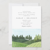 Watercolor Landschap Groene trouwkaart Kaart (Voorkant)