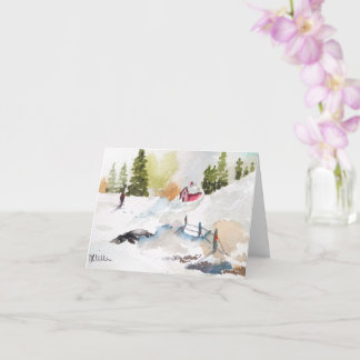 Watercolor Landschapschilderij Kerst Kaart