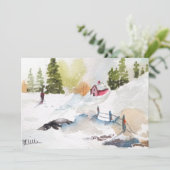 Watercolor Landschapschilderij Kerstmis Kaart (Staand voorkant)