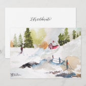 Watercolor Landschapschilderij Kerstmis Kaart (Voorkant / Achterkant)