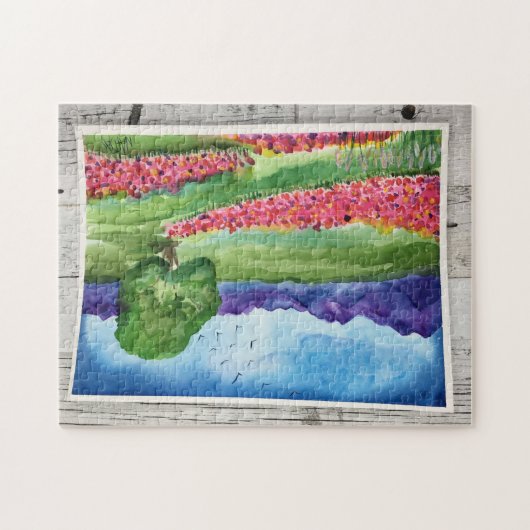 Watercolor Lanscape Puzzle Legpuzzel (Horizontaal)
