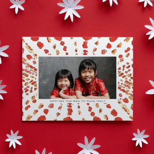 Watercolor lantaarns Chinees Nieuwjaarsfoto Feestdagenkaart