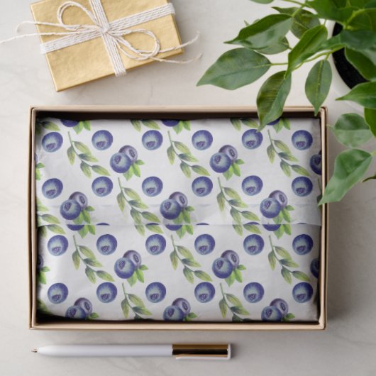 Watercolor Large Blueberry Pattern Tissue Paper Tissuepapier (Geschenk)