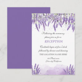 Watercolor lavendel slingerlichten receptie kaart