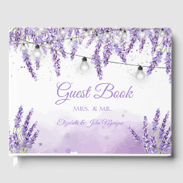 Watercolor Lavendel Slingerlichtjes Gastenboek