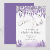 Watercolor Lavendel Slingerlichtjes Save The Date (Voorkant / Achterkant)