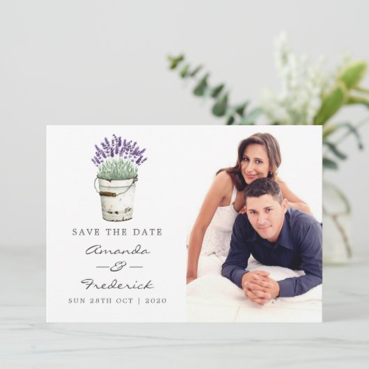 Watercolor Lavendel Trouw Save the Date Kaart (Staand voorkant)