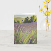 Watercolor lavendelveld aanpasbaar kaart (Gele Bloem)