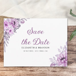 Watercolor Lavender and Violet Floral Wedding  Briefkaart