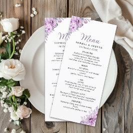 Watercolor Lavender and Violet Floral Wedding  Programmakaart