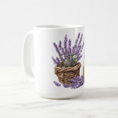  Watercolor Lavender Basket Koffiemok (Voorkant links)