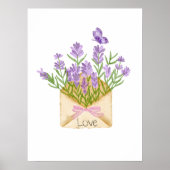 Watercolor Lavender Bouquet in Envelope Poster (Voorkant)