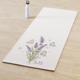 Watercolor Lavender Bunch Butterfly Yoga Mat