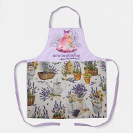 Watercolor Lavender Cleaning Service Apron Design Schort