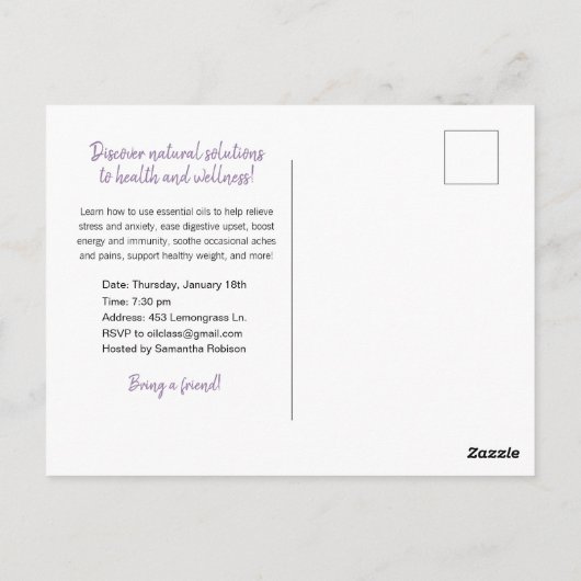 Watercolor Lavender Essential Oils Class Postcard Briefkaart (Achterkant)