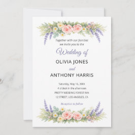 Watercolor Lavender Eucalyptus Rose Wedding Kaart