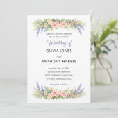 Watercolor Lavender Eucalyptus Rose Wedding Kaart (Staand voorkant)
