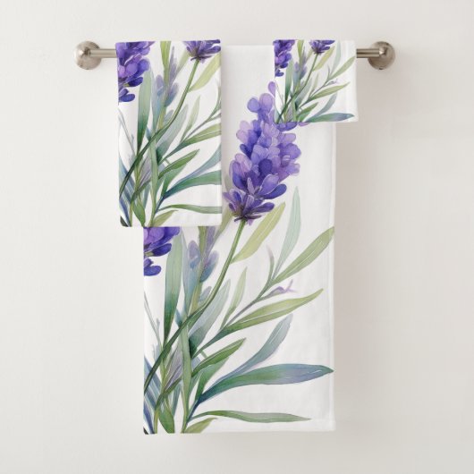 Watercolor Lavender Flowers Bad Handdoek (Insitu)
