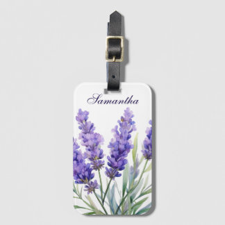 Watercolor Lavender Flowers Bagagelabel