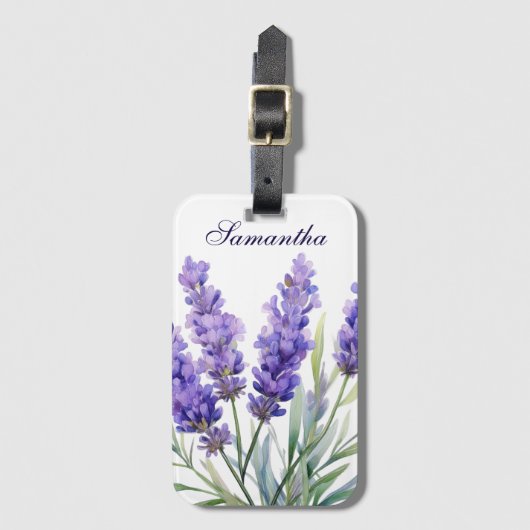 Watercolor Lavender Flowers Bagagelabel (Voorkant (verticaal))