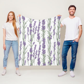 Watercolor Lavender Flowers Fleece Deken
