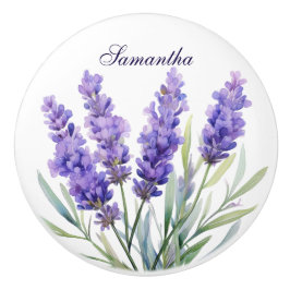 Watercolor Lavender Flowers Keramische Knop