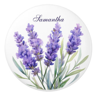 Watercolor Lavender Flowers Keramische Knop