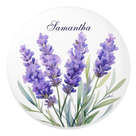Watercolor Lavender Flowers Keramische Knop (Voorkant)