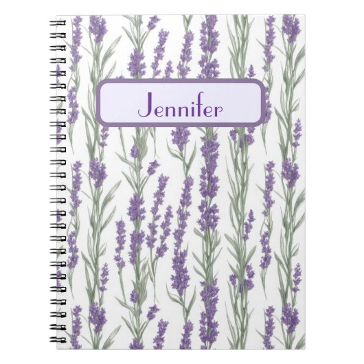 Watercolor Lavender Flowers Personalized Notitieboek (Voorkant)
