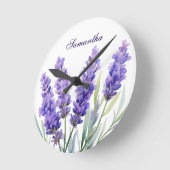 Watercolor Lavender Flowers Ronde Klok (Hoek)