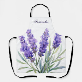 Watercolor Lavender Flowers Schort